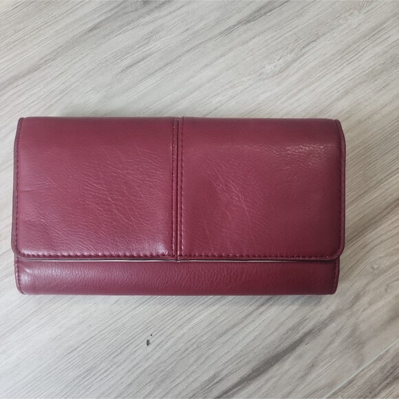 Sonoma Handbags - Sonoma Keelan RFID Filemaster Wallet Wine Red Button Zip Organizer Clutch
